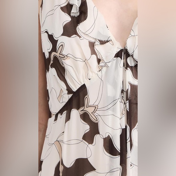 Rails Brown and Cream Floral Boa Ruffled Maxi Dress - mordernwear.com Rails Brown and Cream Floral Boa Ruffled Maxi Dress - mordernwear.com